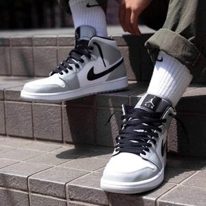 Nike Mens Air Jordan 1 Mid Basketball Sneaker Shoes Smoke Grey/White Size 8.5